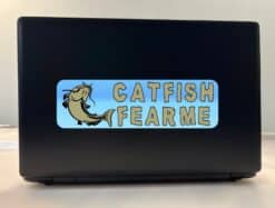 10in x 3in Catfish Fear Me Fishing Bumper Sticker Vinyl Vehicle Stickers