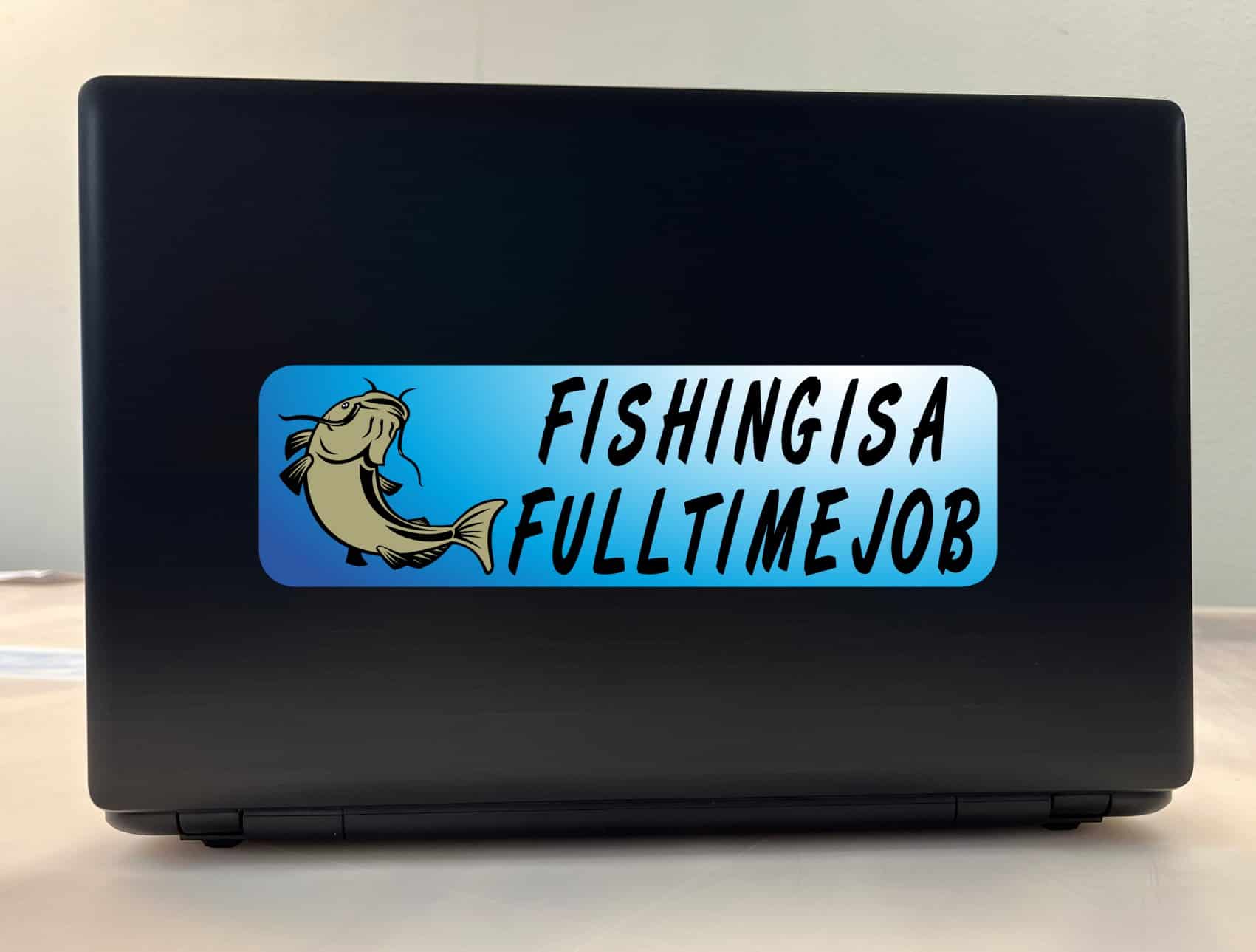 10in x 3in Full Time Job Fishing Bumper Sticker Vinyl Vehicle Fish Decal