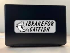 10in x 3in I Brake For Catfish Bumper Sticker Vinyl Fish Vehicle Stickers