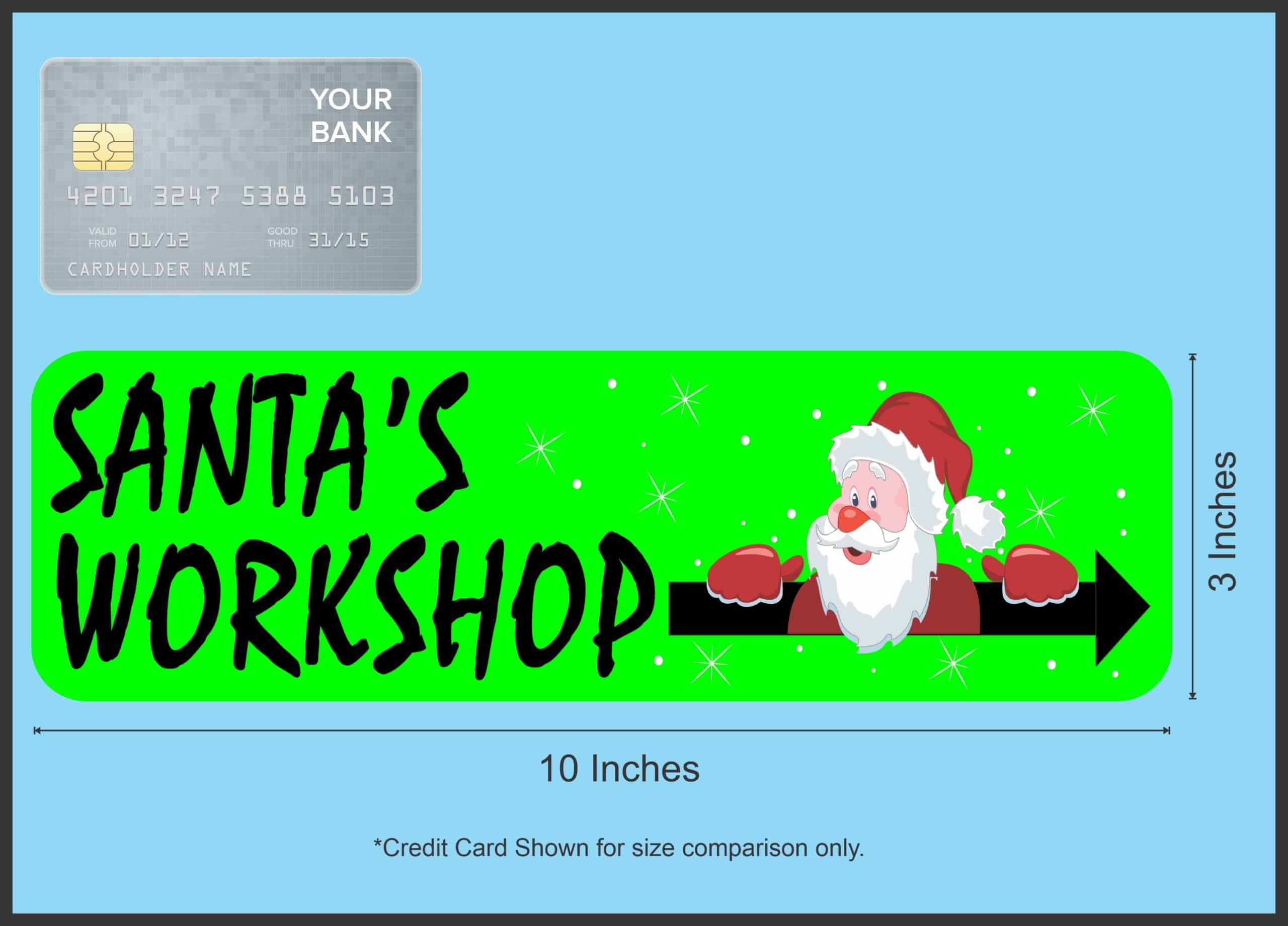 10in x 3in Santa's Workshop Magnet Magnetic Christmas Holiday Magnets
