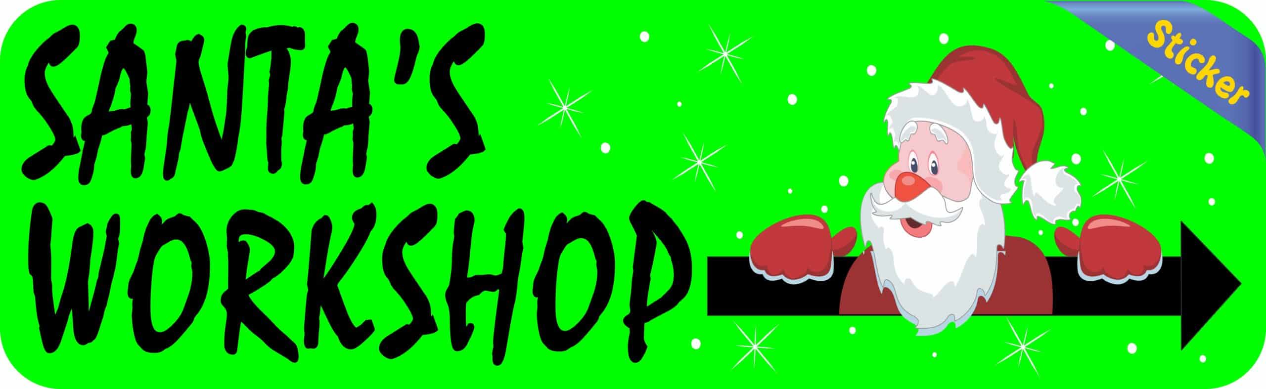 10in X 3in Santa's Workshop Sticker Vinyl Christmas Bumper Stickers Decal