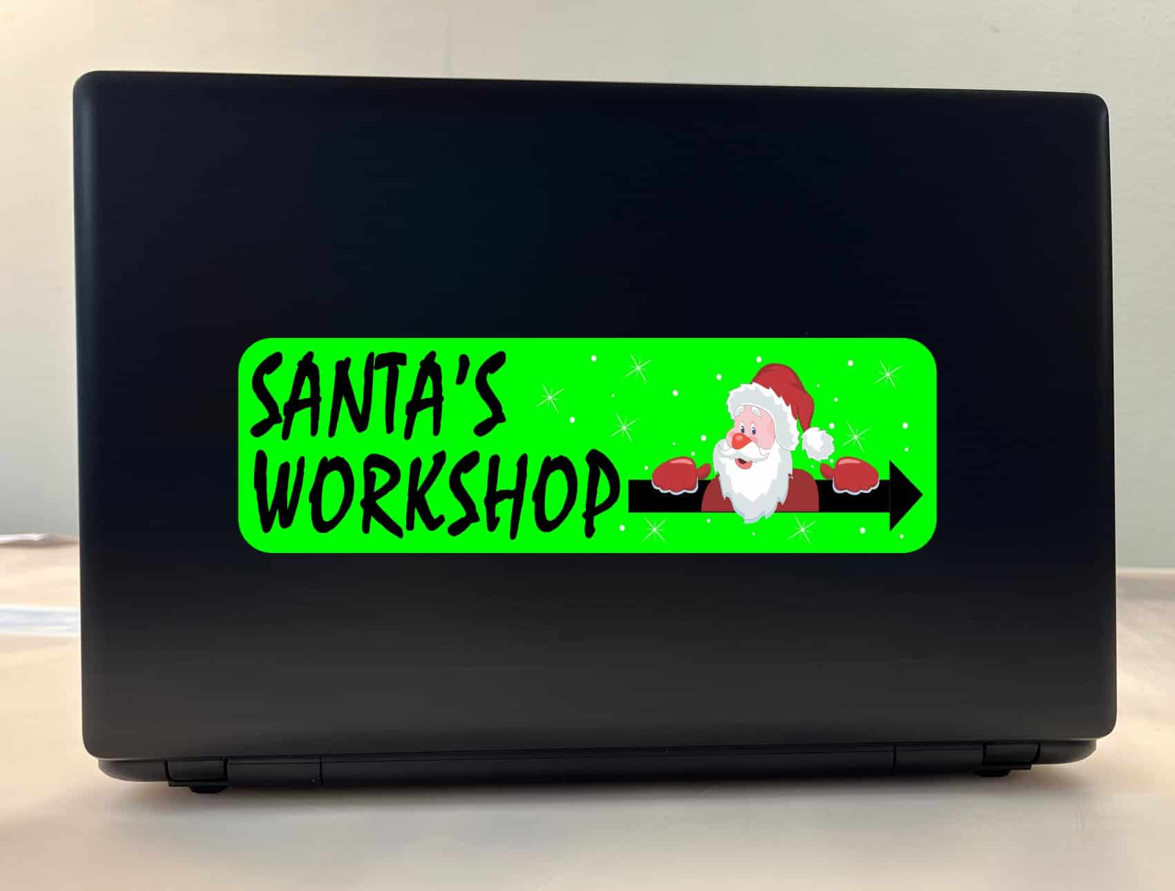 10in X 3in Santa's Workshop Sticker Vinyl Christmas Bumper Stickers Decal