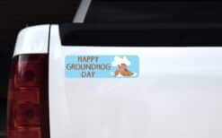 10in x 3in Blue Happy Groundhog Day Bumper Sticker Vinyl Holiday