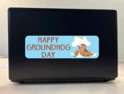 10in x 3in Blue Happy Groundhog Day Bumper Sticker Vinyl Holiday