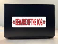 10in x 3in Red Beware Of The Dog Sticker Vinyl Animal Caution Sign Decal