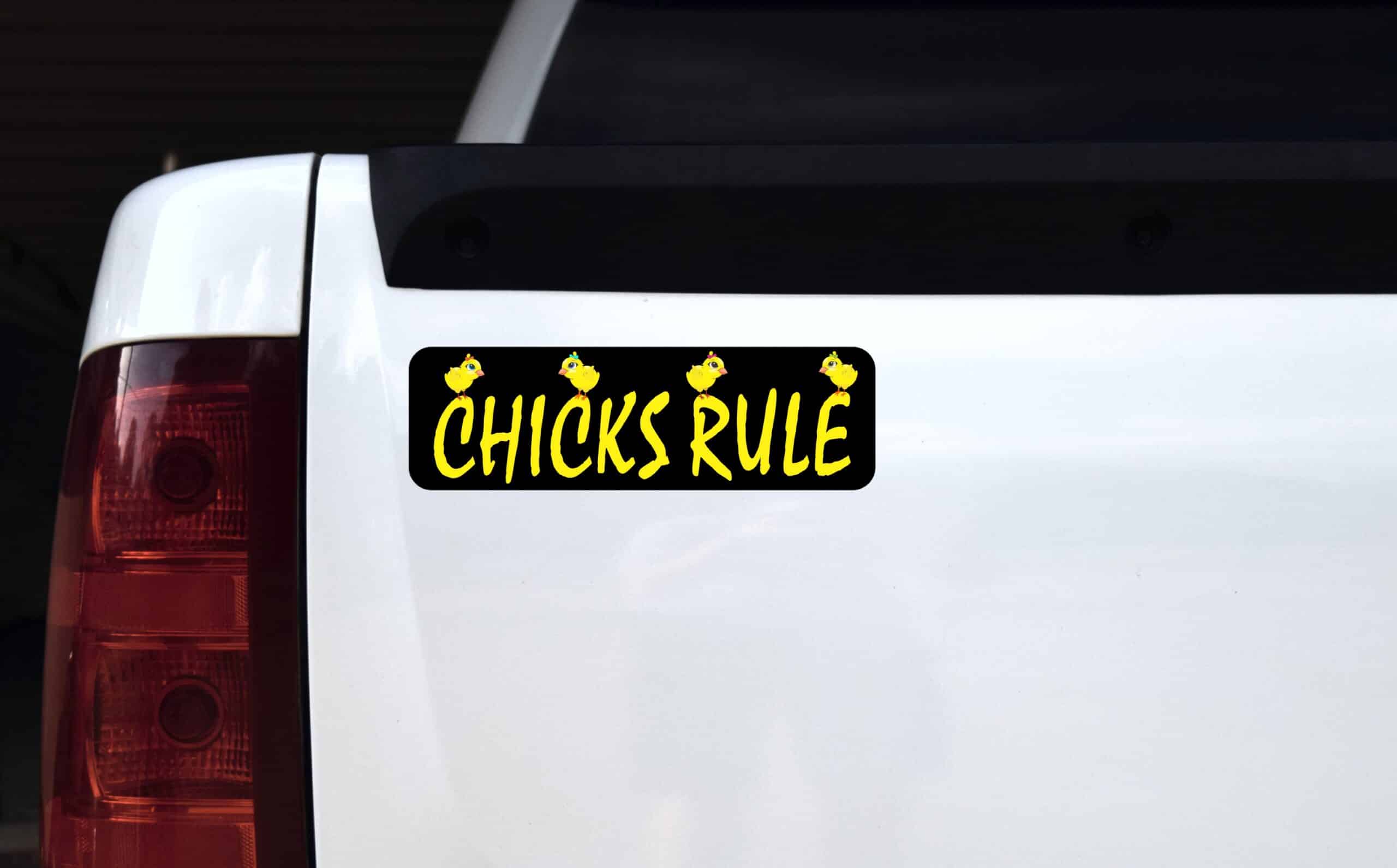 10in x 3in Chicks Rule Bumper Sticker Vinyl Funny Animal Decal Stickers