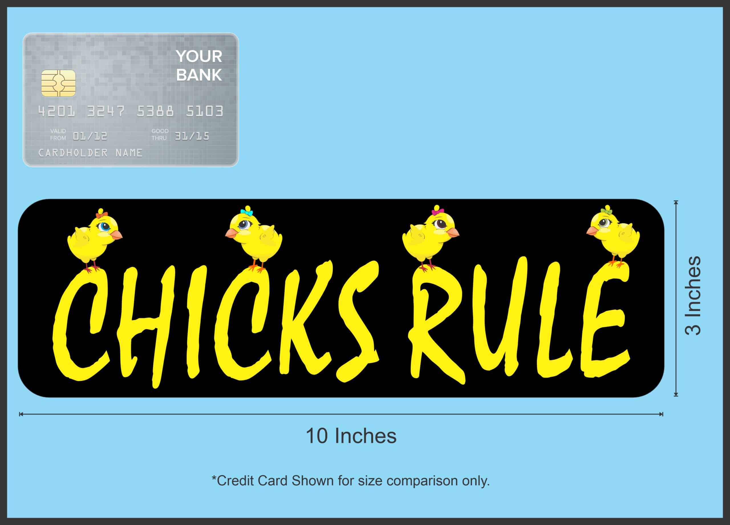 10in x 3in Chicks Rule Bumper Sticker Vinyl Funny Animal Decal Stickers