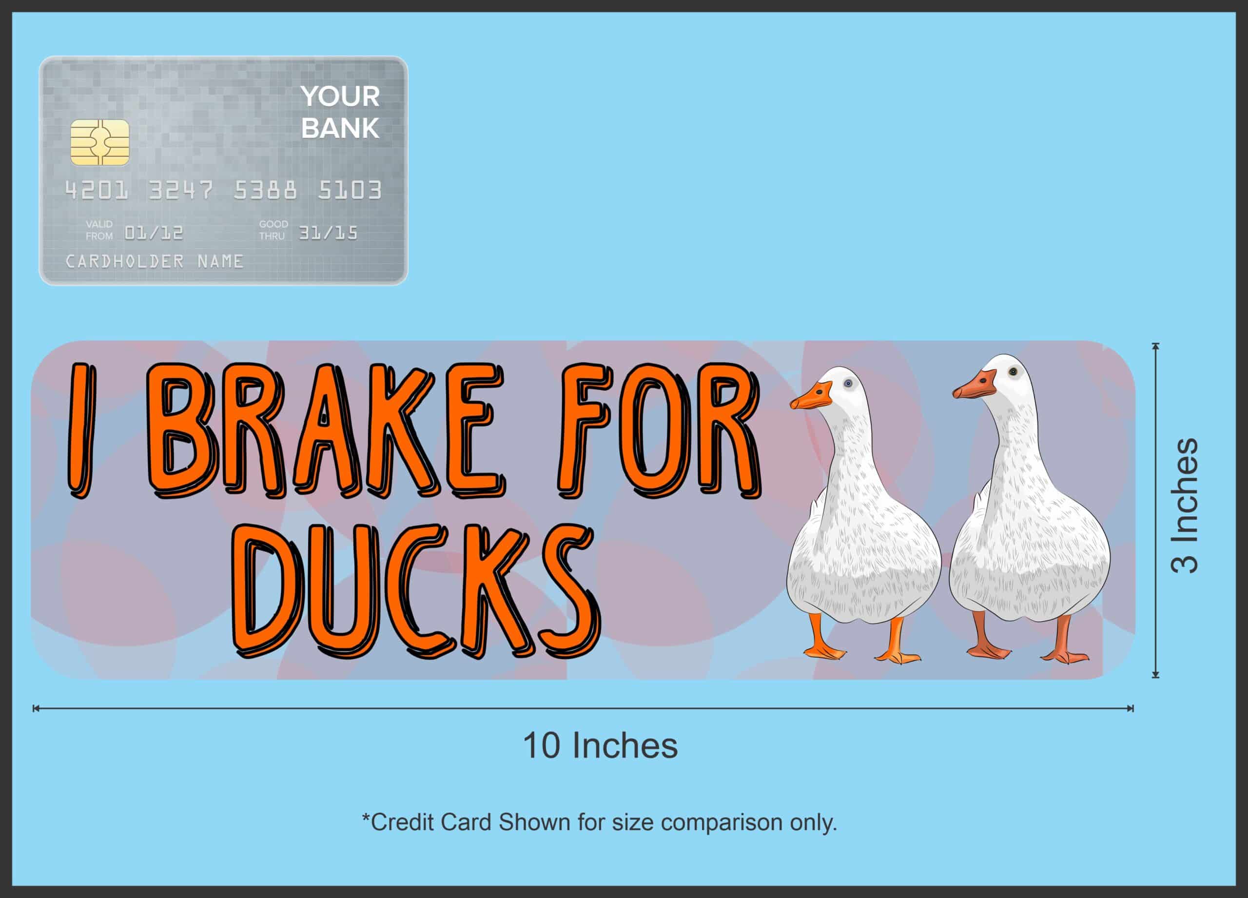 10in x 3in I Brake For Ducks Bumper Sticker Vinyl Animal Vehicle Stickers