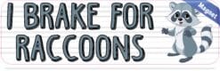 10in x 3in I Brake For Raccoons Magnet Magnetic Animal Vehicle Bumper