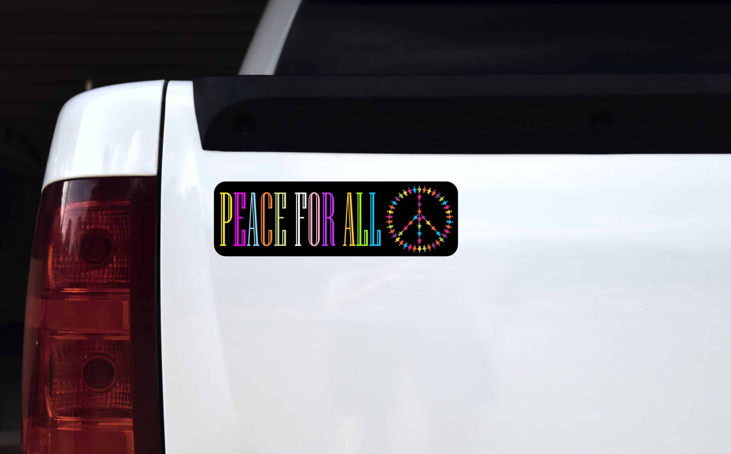 10in x 3in Peace For All Bumper Sticker Vinyl Stickers Inspire Car Decal