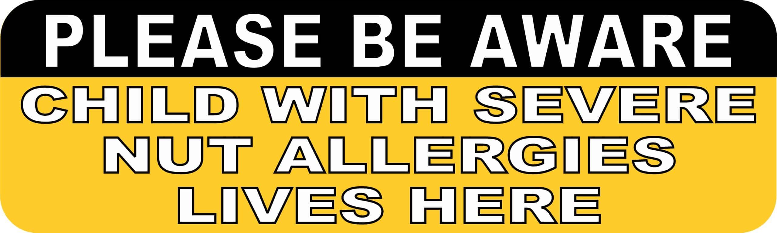 10in x 3in Yellow Child With Severe Nut Allergies Magnet Emergency Sign