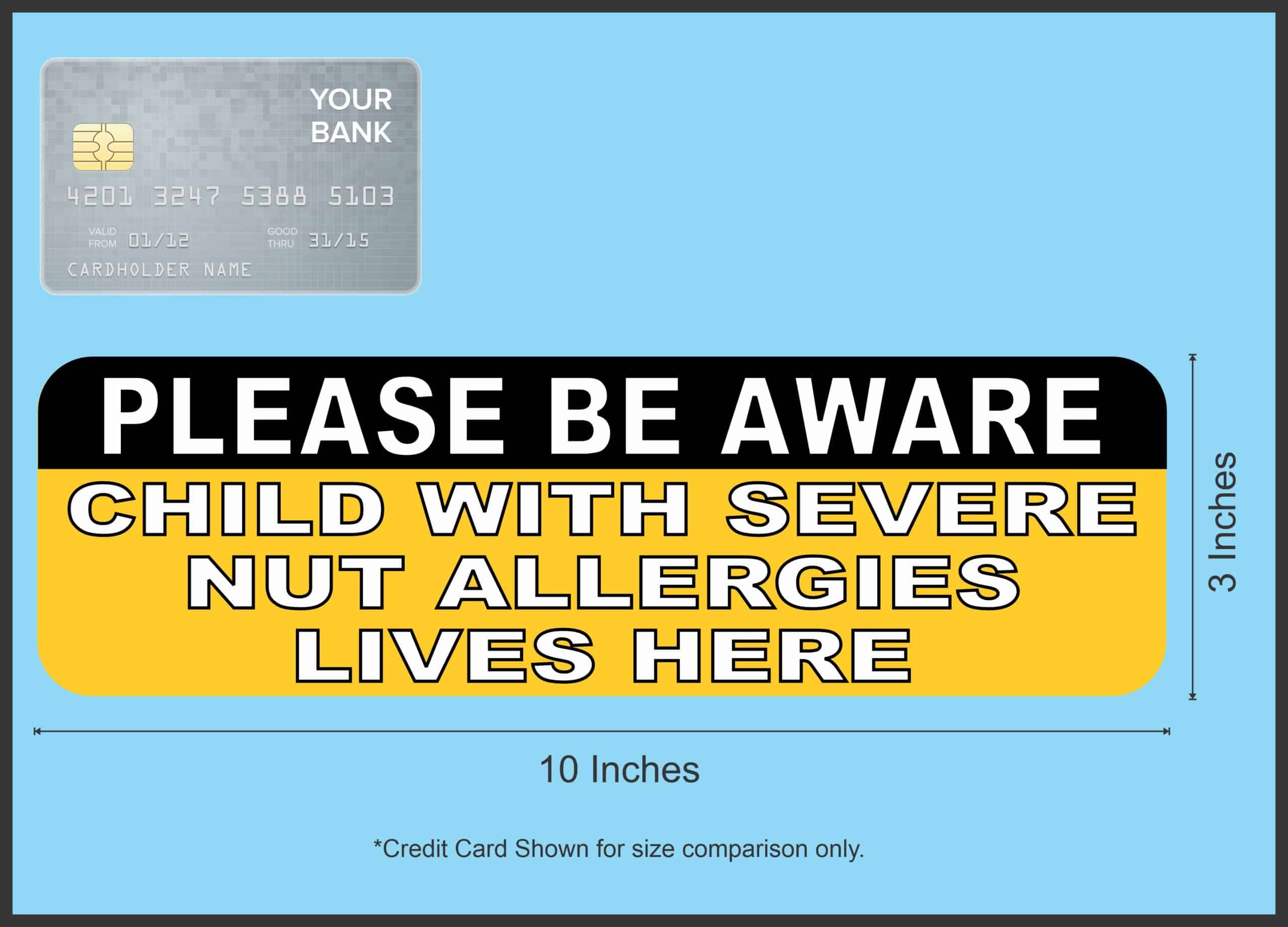 10in x 3in Yellow Child With Severe Nut Allergies Magnet Emergency Sign - Image 3