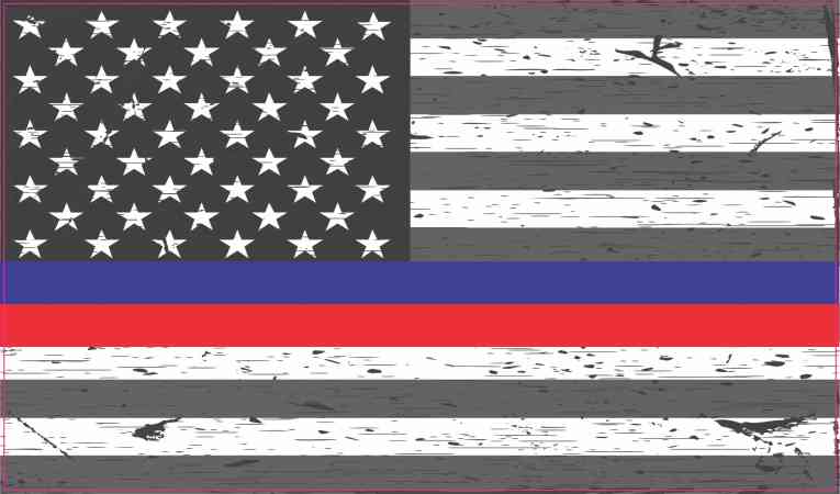 Stå på ski Tether Prestigefyldte 5in x 3in Rustic American Flag Blue Lives Red Lines Matter Sticker Decal