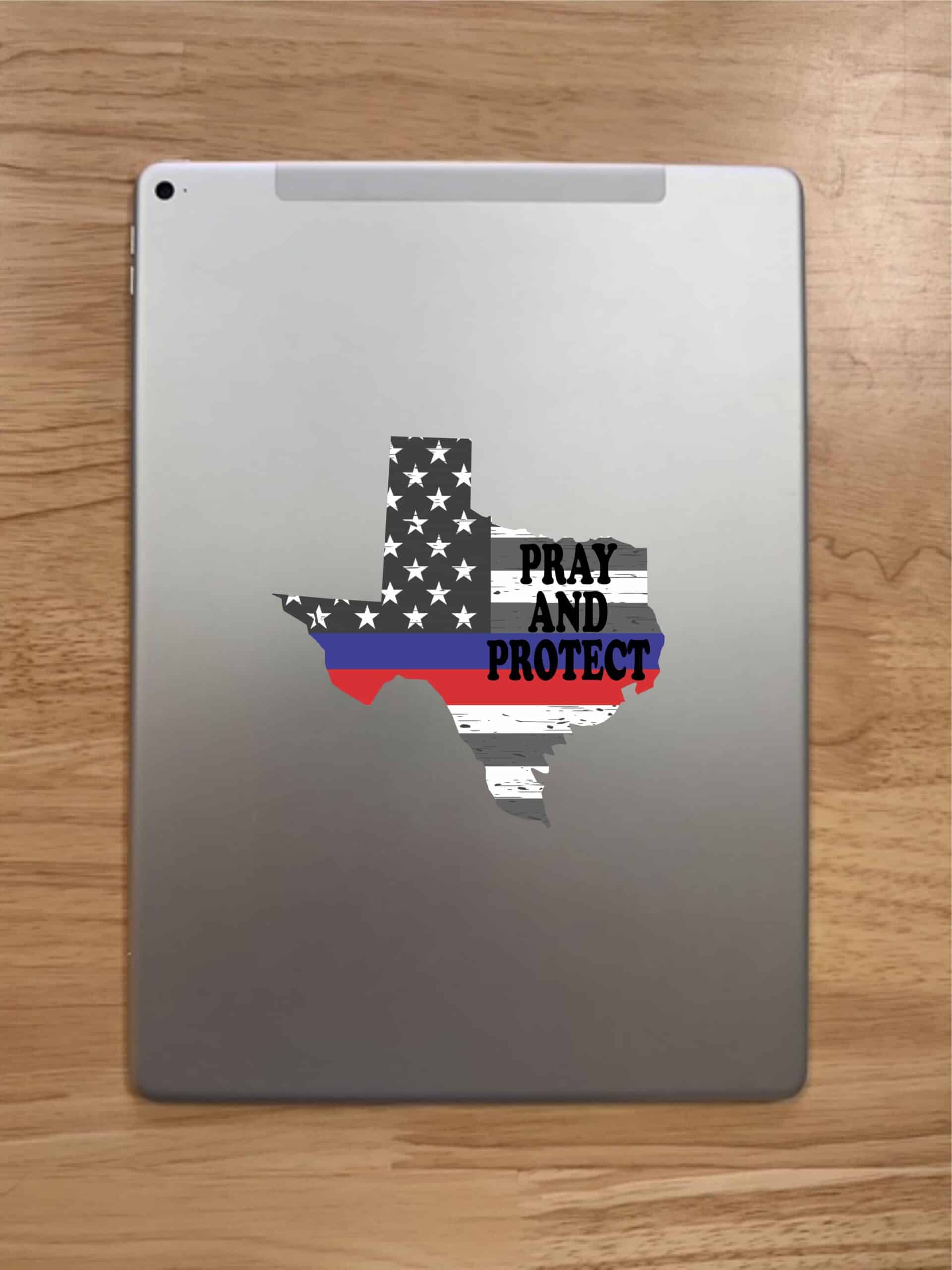5inx5in Pray and Protect Texas Red Blue Lives Sticker Vinyl Decal Stickers