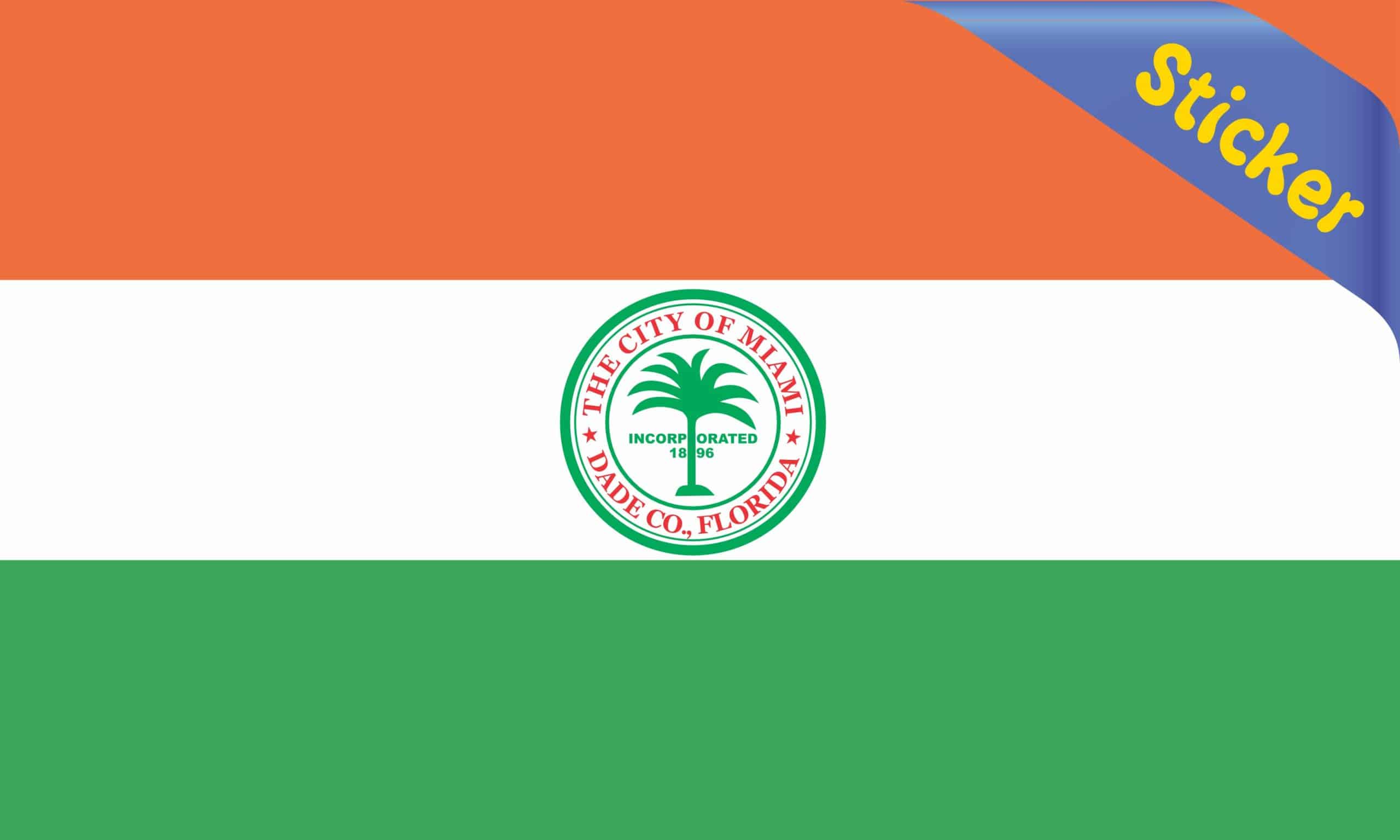 6X3 City Of Miami Florida Flag Sticker Vinyl Vehicle Flags Bumper Decal - Image 2