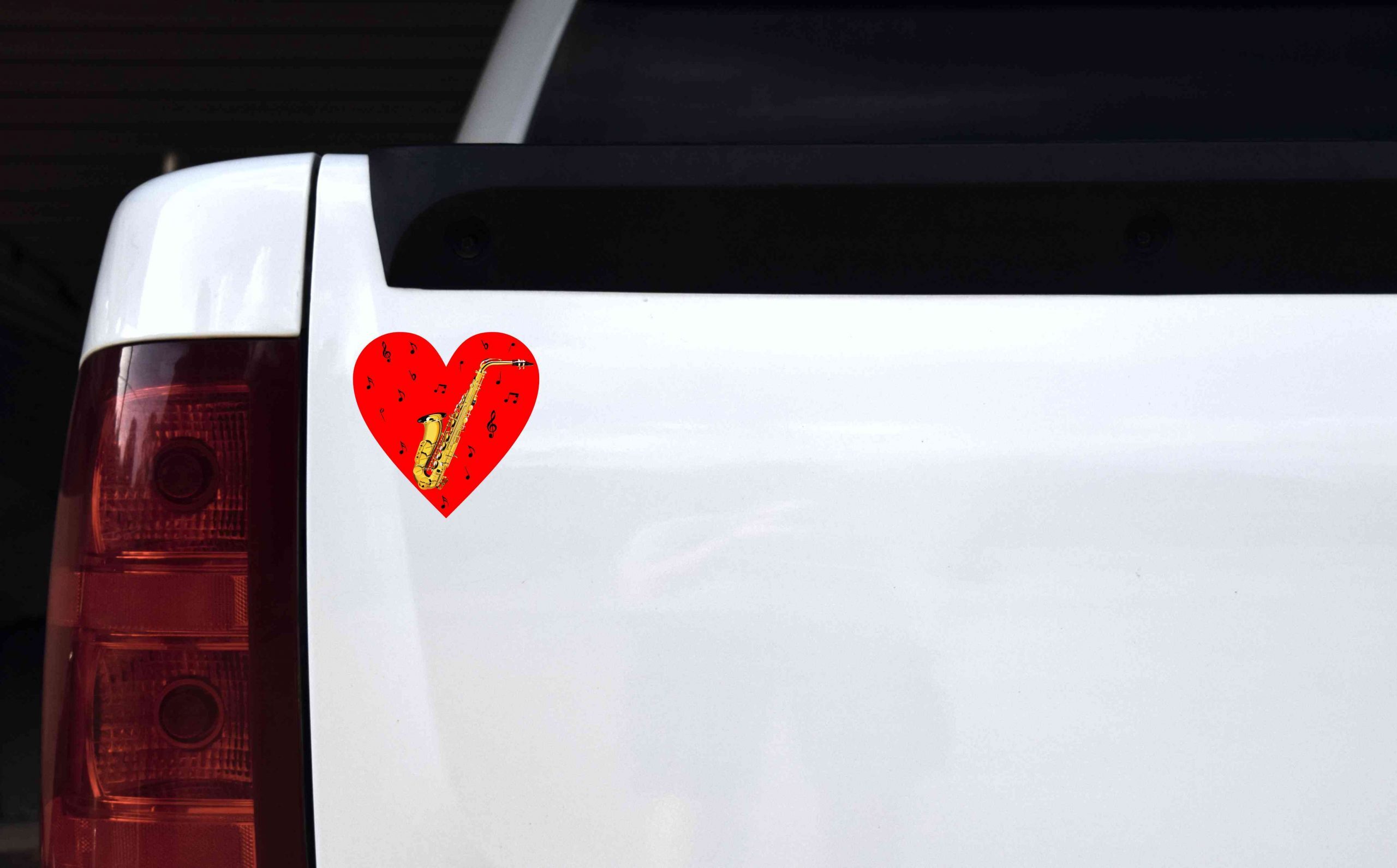 Red Saxophone Heart Sticker