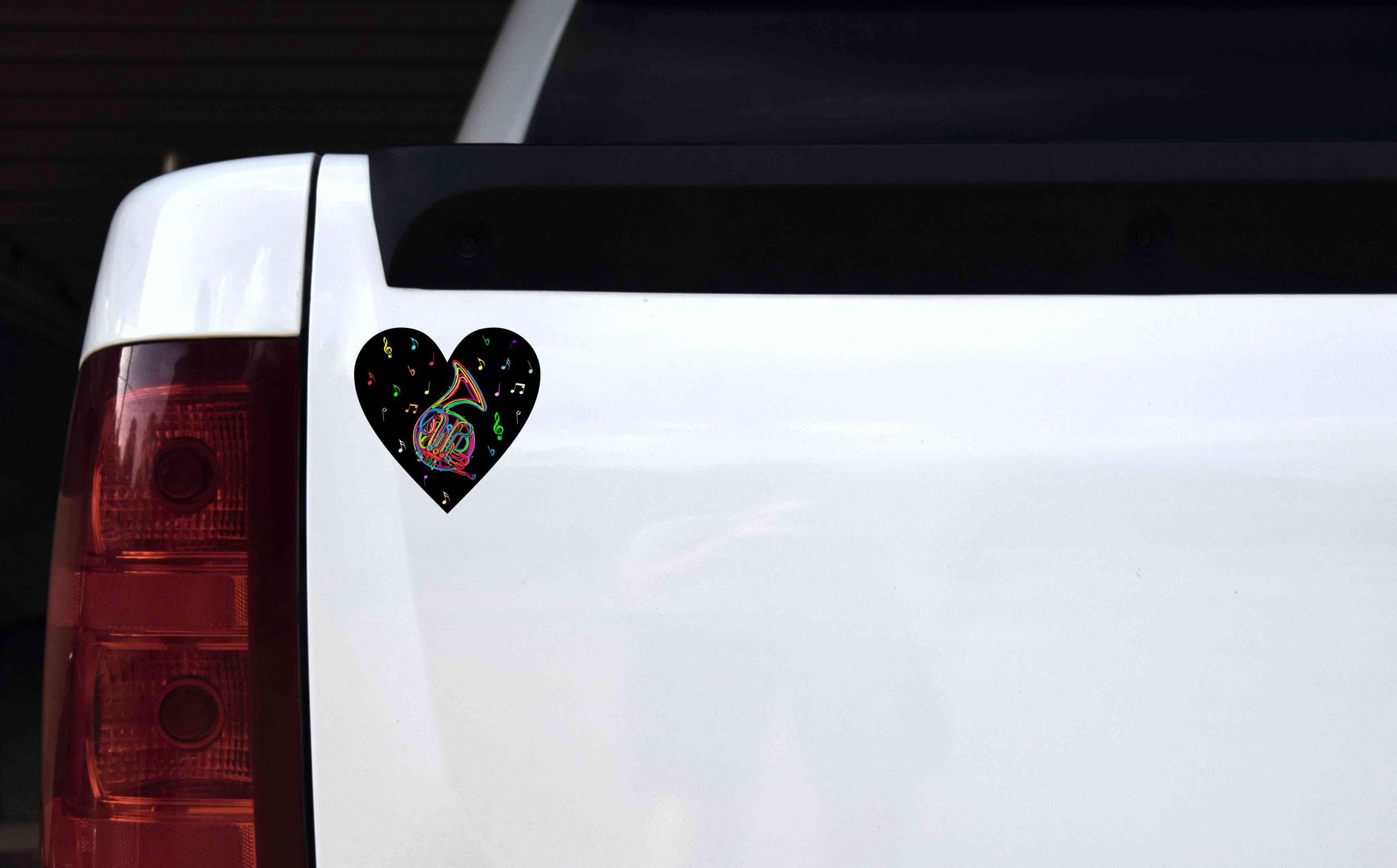 Neon French Horn Heart Sticker