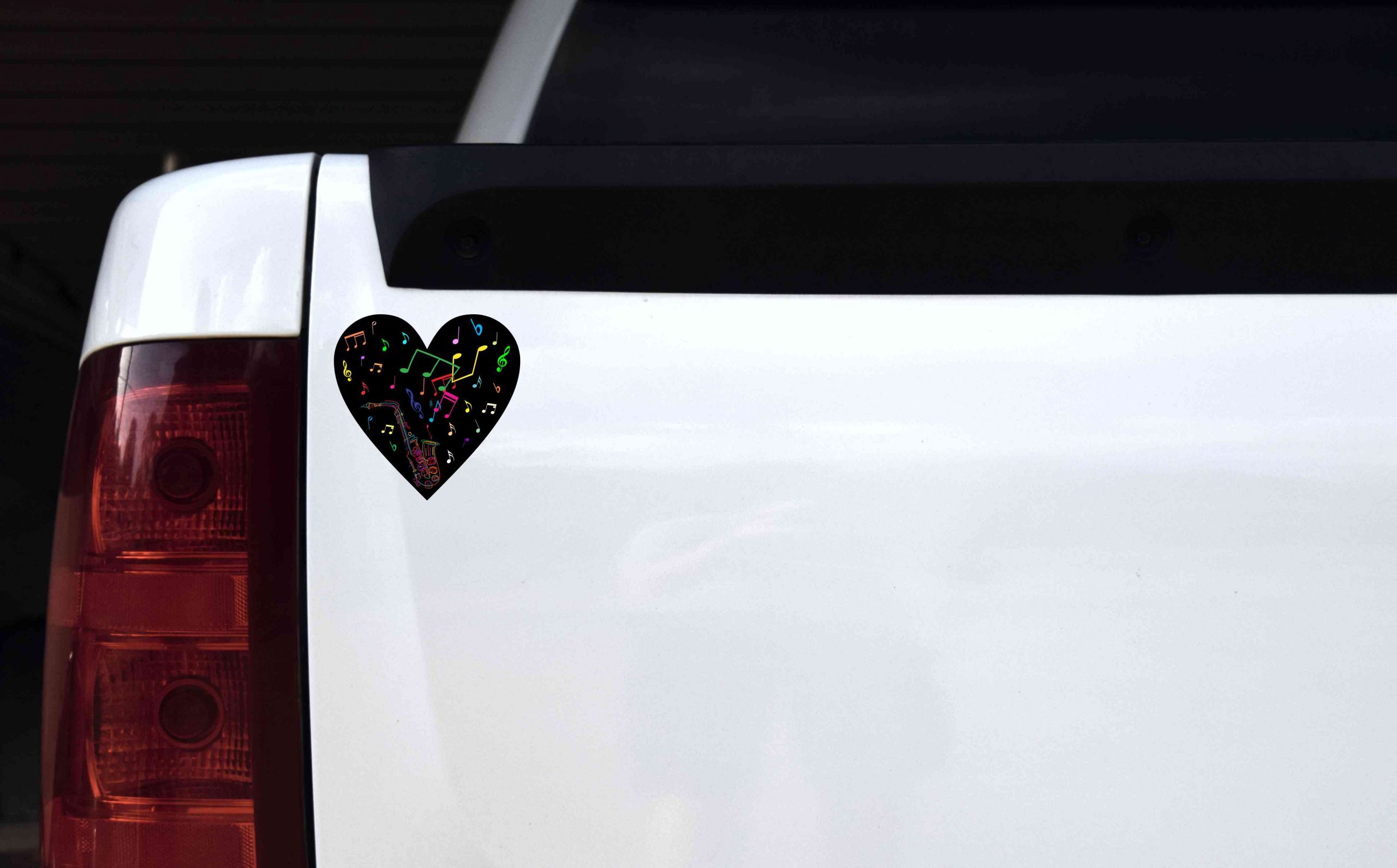 Neon Saxophone Heart Sticker