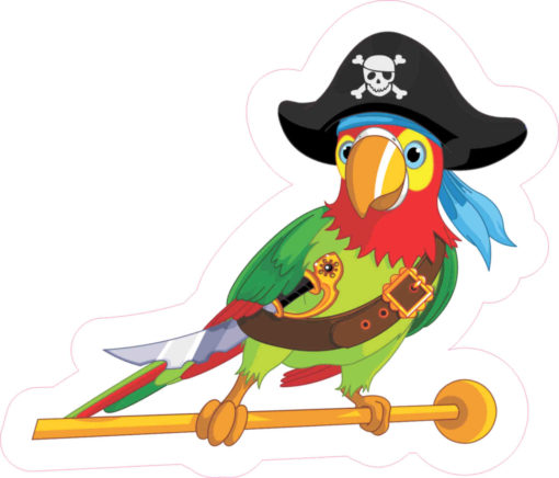 Left Facing Pirate Parrot Sticker
