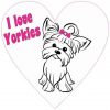 White/Pink I Love Yorkies Heart Sticker
