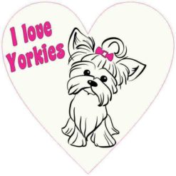 Pink I Love Yorkies Heart Sticker