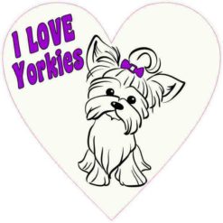 Purple I Love Yorkies Heart Sticker