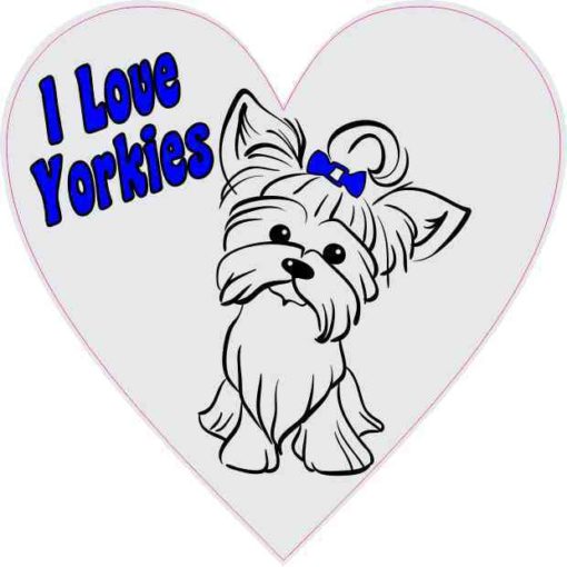 Blue/Gray I Love Yorkies Heart Sticker