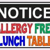 allergy free lunch table