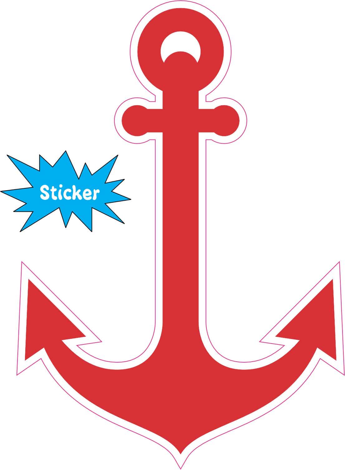 3.5in x 5in Red Anchor Sticker Vinyl Cup Decal Vehicle Window Stickers - Image 2