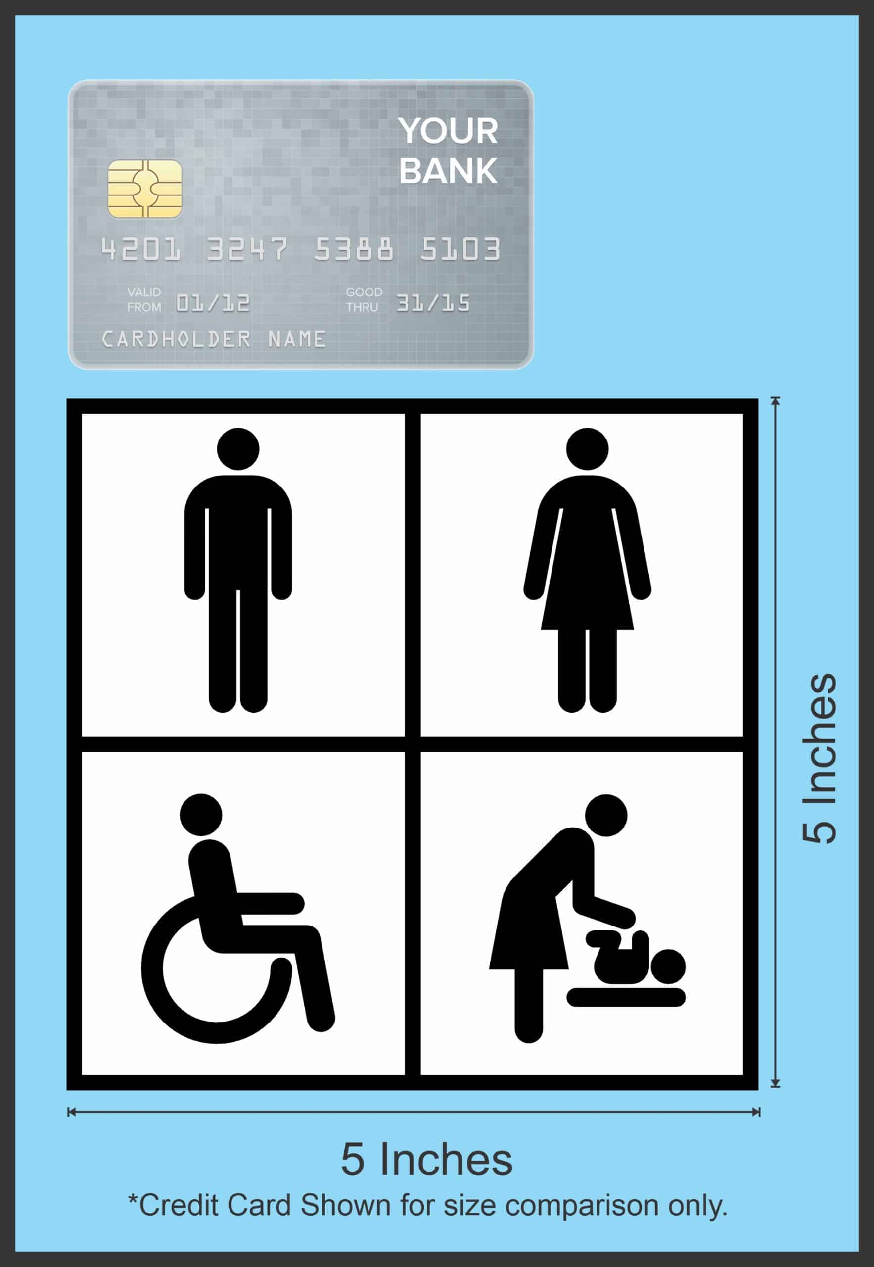 5in x 5in Restroom Symbols Magnet Magnetic Door Sign Public Facility - Image 3