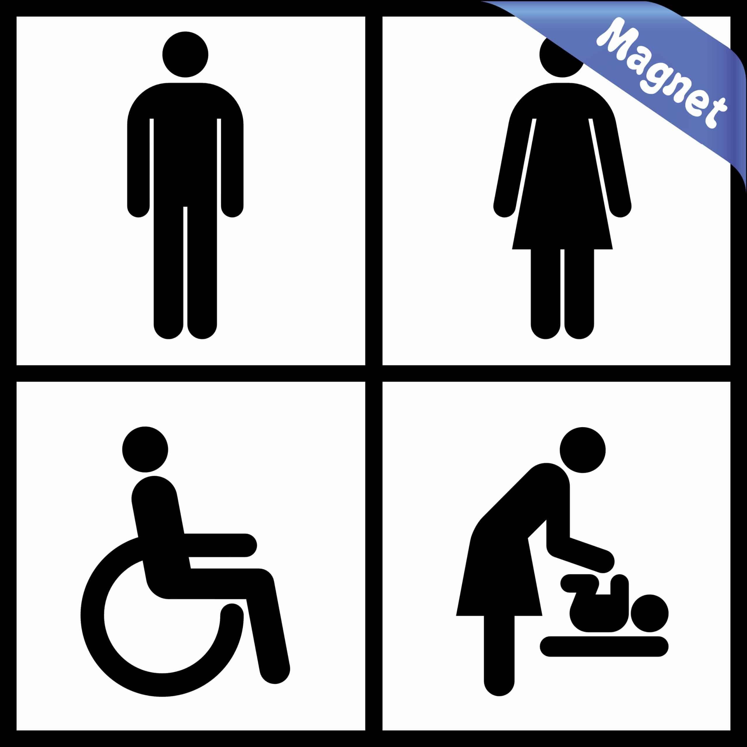 5in x 5in Restroom Symbols Magnet Magnetic Door Sign Public Facility - Image 2