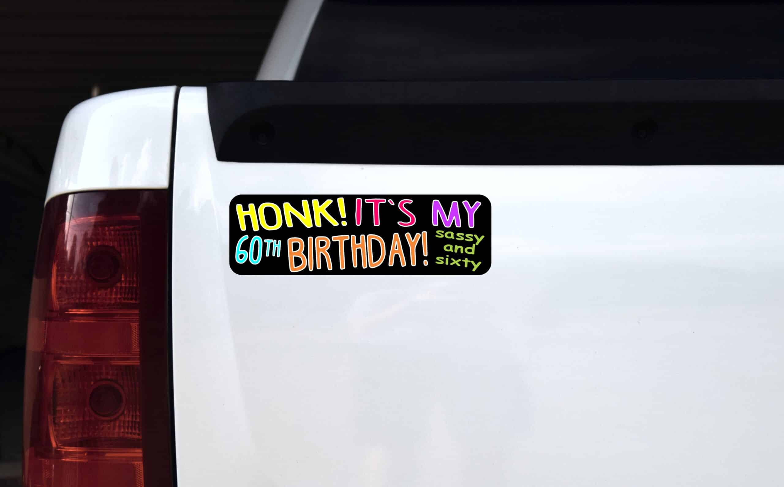 10in x 3in Sassy and Sixty 60th Birthday Bumper Sticker Car Truck Stickers