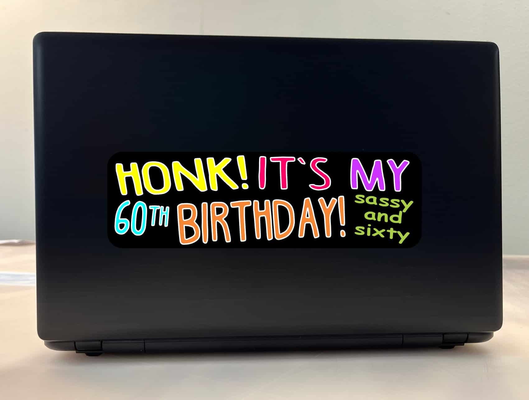 10in x 3in Sassy and Sixty 60th Birthday Bumper Sticker Car Truck Stickers