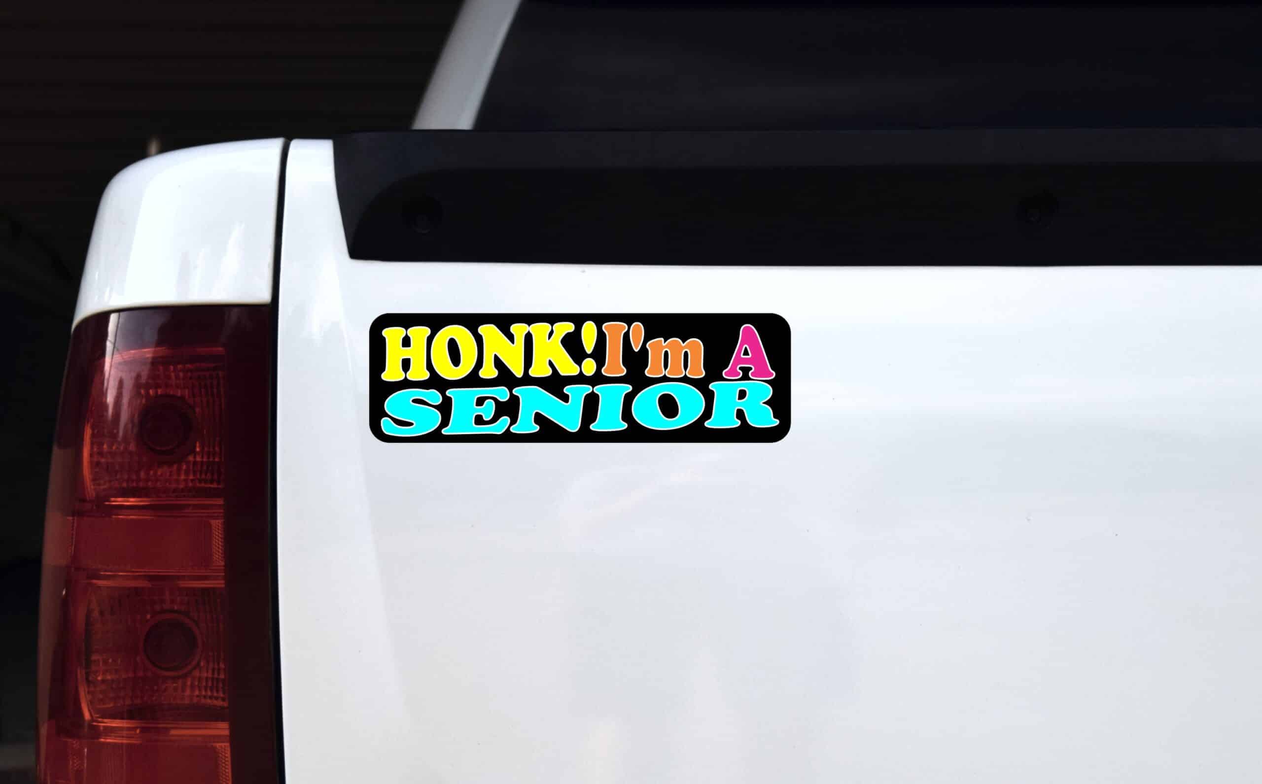 10in x 3in Honk! I'm A Senior Graduation Bumper Sticker Vinyl Occasion Car Decal