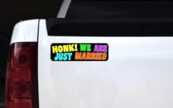 10in x 3in Honk! We Are Just Married Bumper Sticker Car Truck Stickers