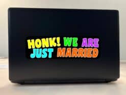 10in x 3in Honk! We Are Just Married Bumper Sticker Car Truck Stickers