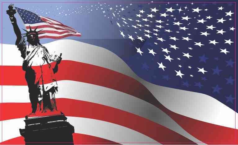 America USA Pride Statue Liberty Patriotic Car Bumper Vinyl Sticker Decal 4.6" 