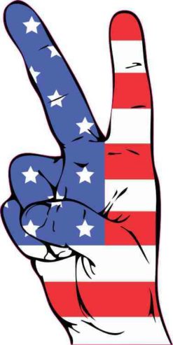 American Flag Peace Hand Sticker