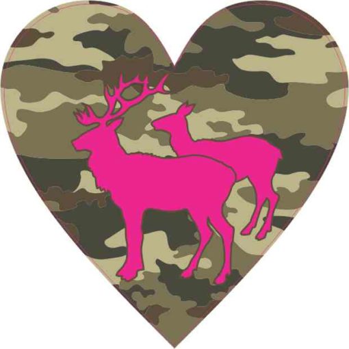 Camo Deer Heart Sticker