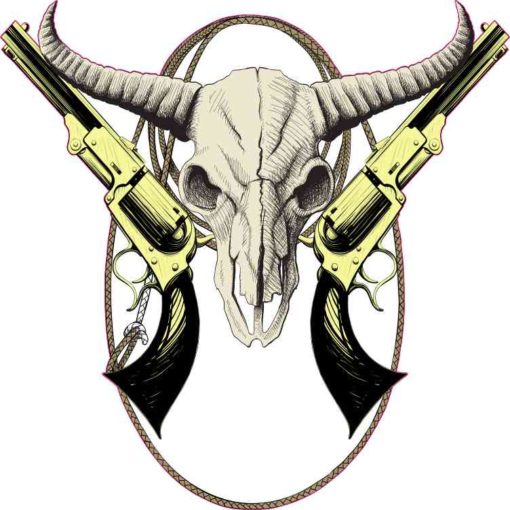 Rope and Guns Skull Sticker