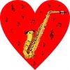 Red Saxophone Heart Sticker
