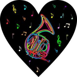 French Horn Heart Sticker