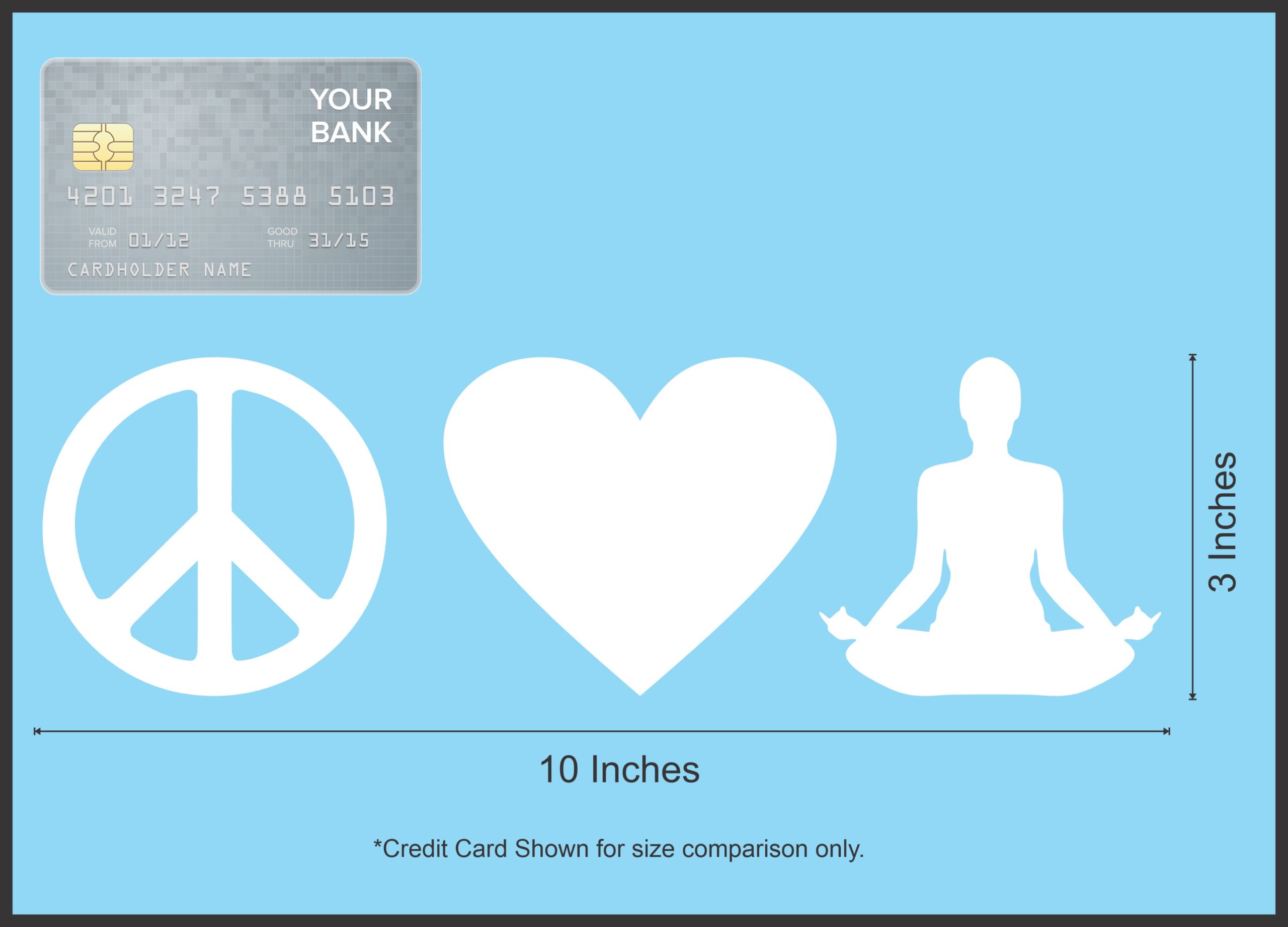 10in X 3in Die Cut Peace Love Yoga Stickers Vinyl Sports Vehicle Decal