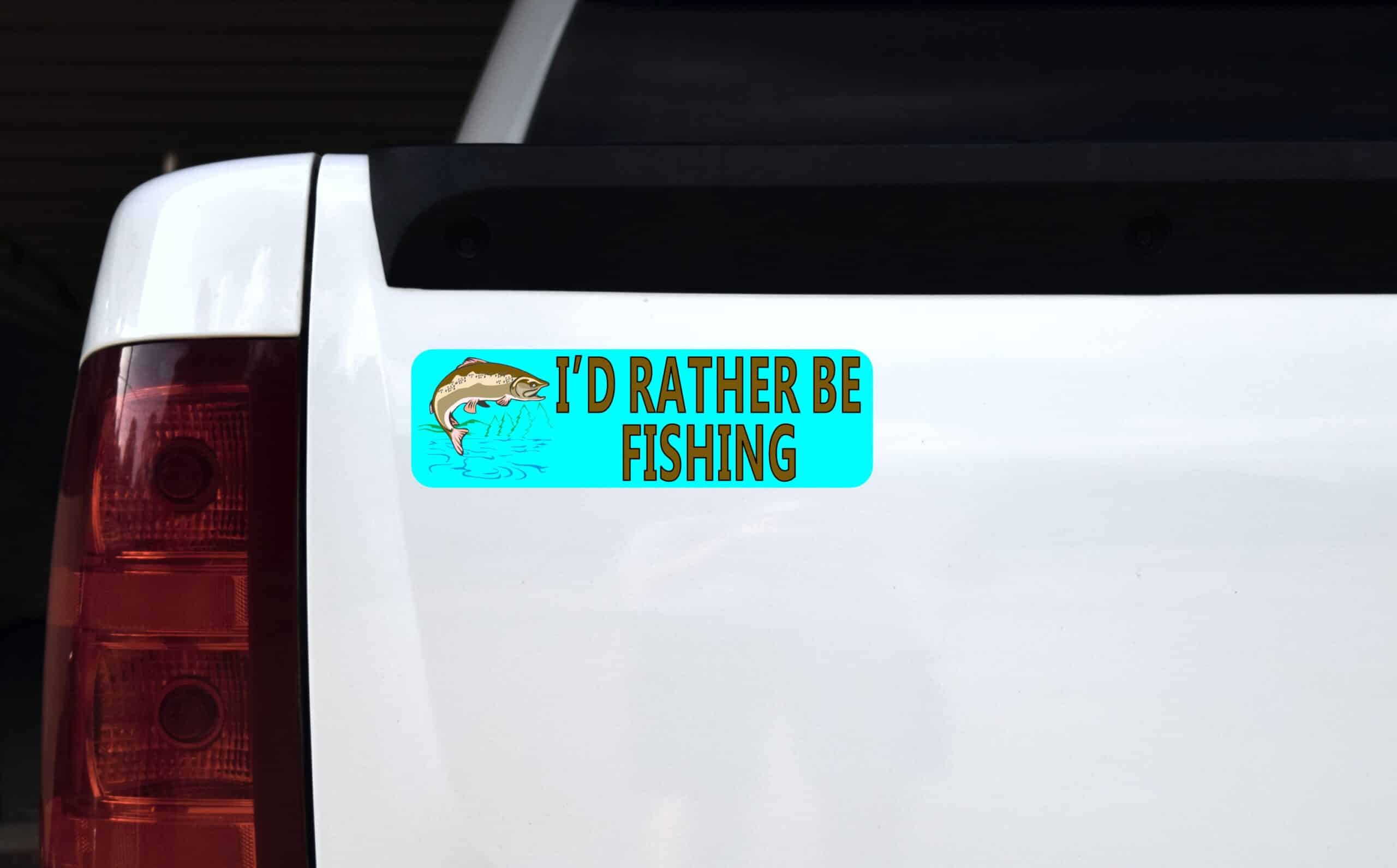 10in x 3in Teal I'd Rather Be Fishing Magnet Vinyl Sport Vehicle