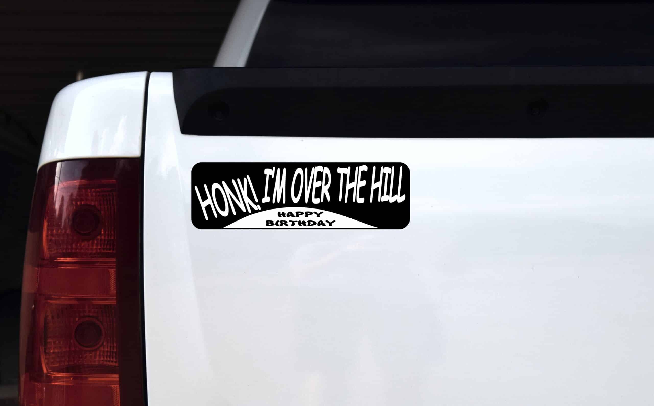 10in x 3in Honk! I'm Over The Hill Bumper Magnet Wedding Vehicle Magnets