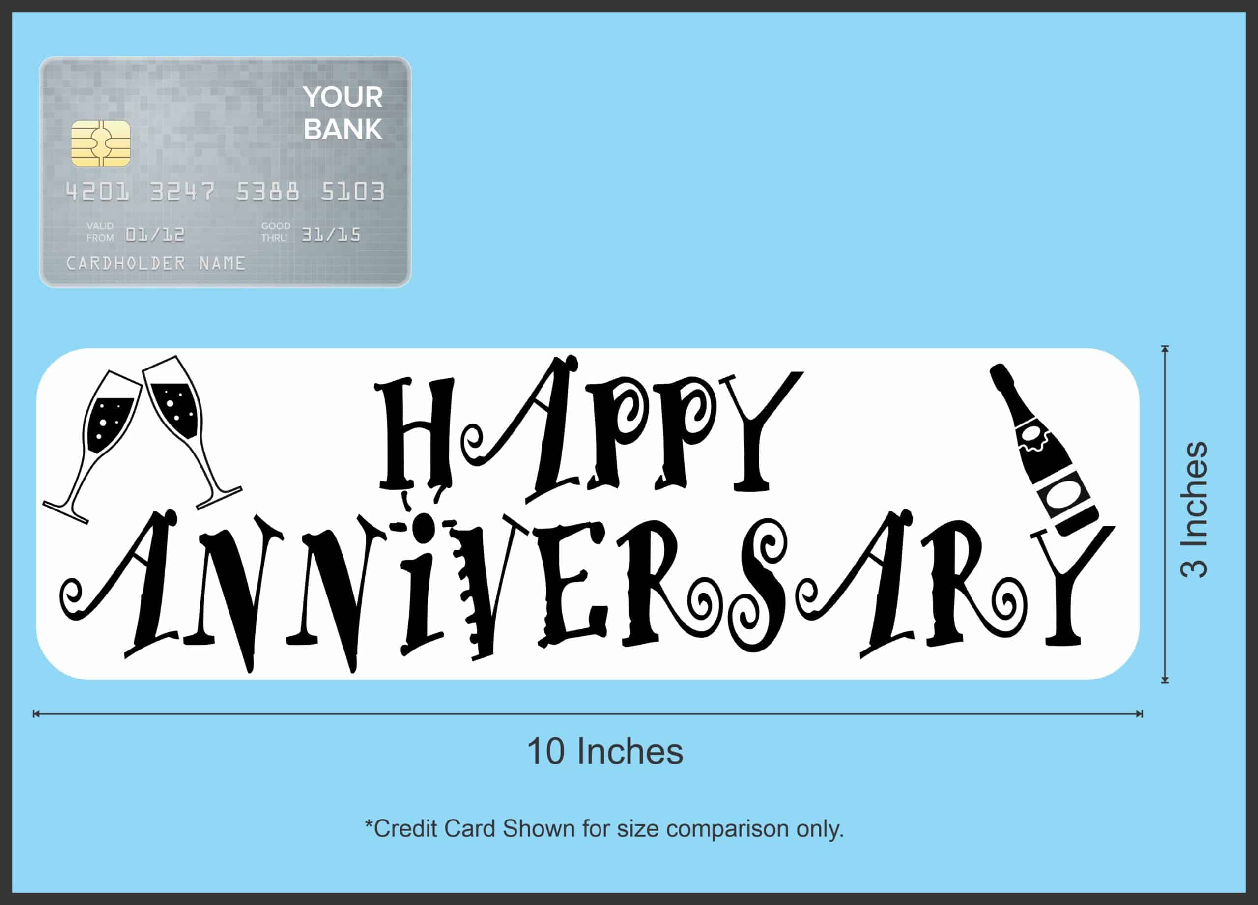 10in x 3in White Happy Anniversary Bumper Sticker Vinyl Decal Car Stickers