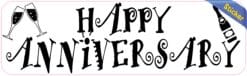 10in x 3in White Happy Anniversary Bumper Sticker Vinyl Decal Car Stickers