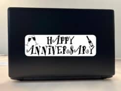 10in x 3in White Happy Anniversary Bumper Sticker Vinyl Decal Car Stickers