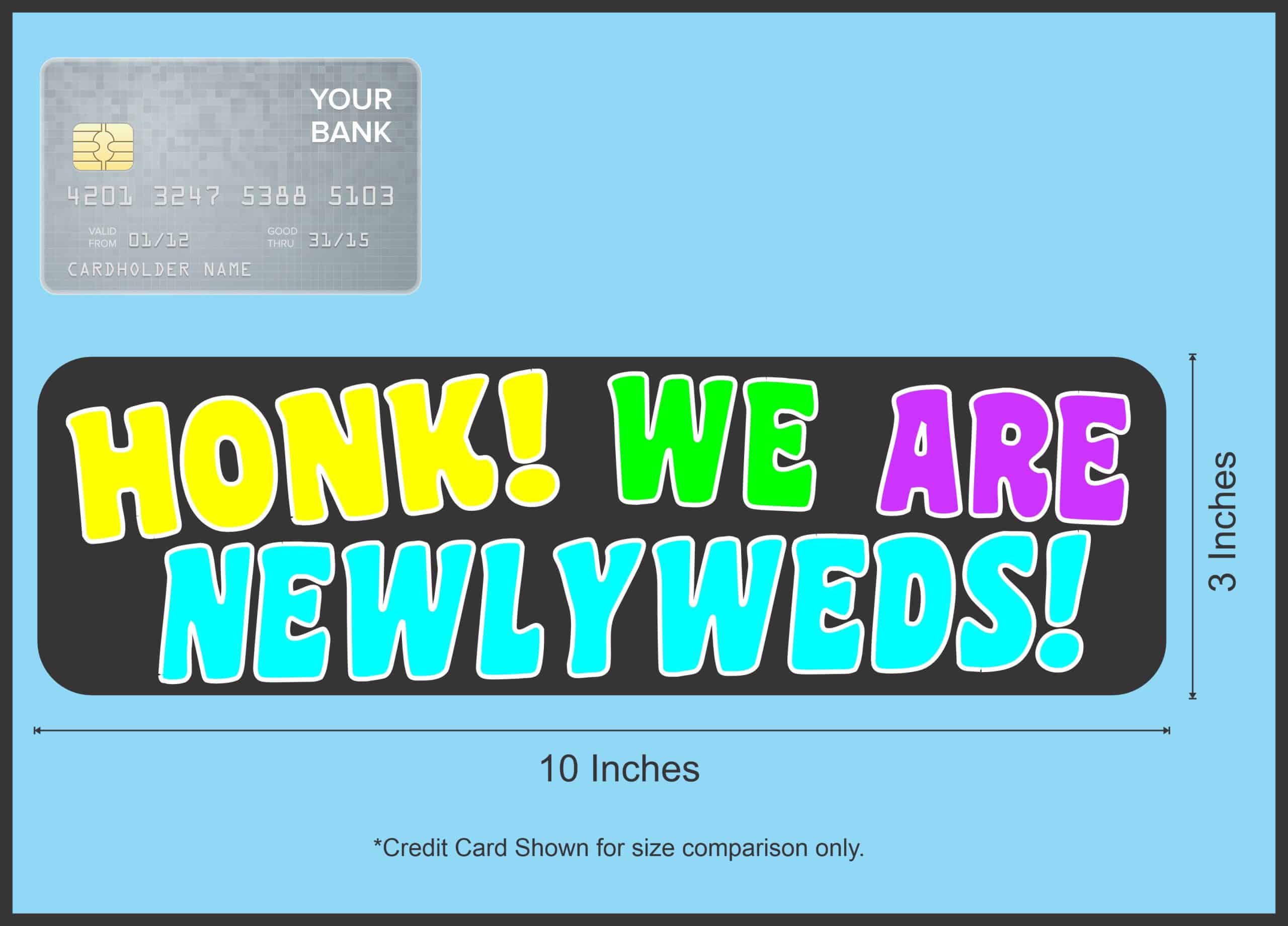 10in x 3in Honk! We Are Newlyweds Bumper Magnet Wedding Vehicle Magnets - Image 4