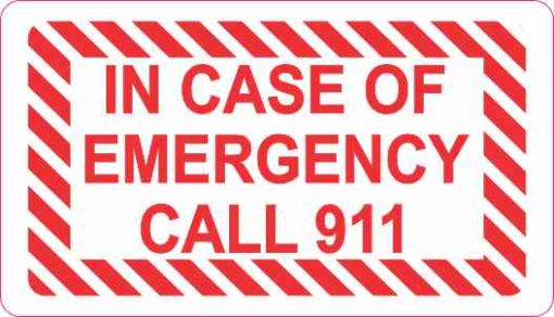 3.5inx2in In Case Of Emergency Call 911 Sticker Vinyl Decal Sign ...